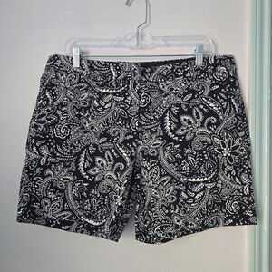 Talbots Black and White Paisley Skort Shorts